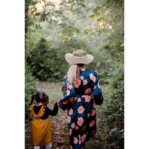 PAIGE Fontaine Wrap Midi Dress In Floral Print XS Teal Muted Clay Event Classy